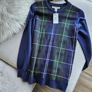 Hope & Henry Blue and Green Sweater With Elbow Patches